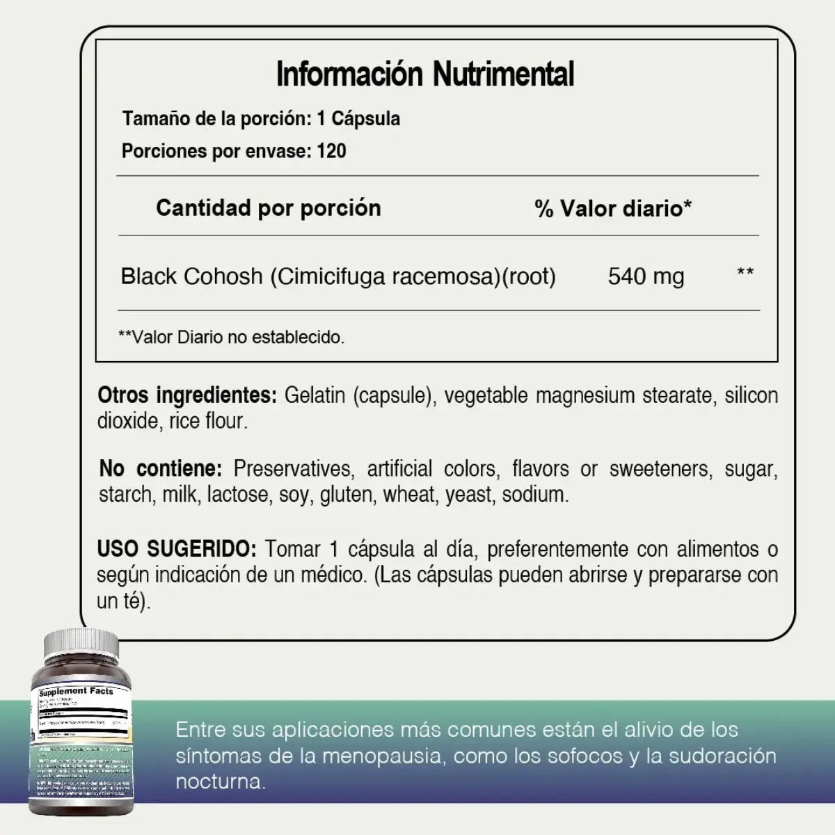 Amazing Formulas Black Cohosh 540 Mg 120 Cápsulas - Hi Vitamins