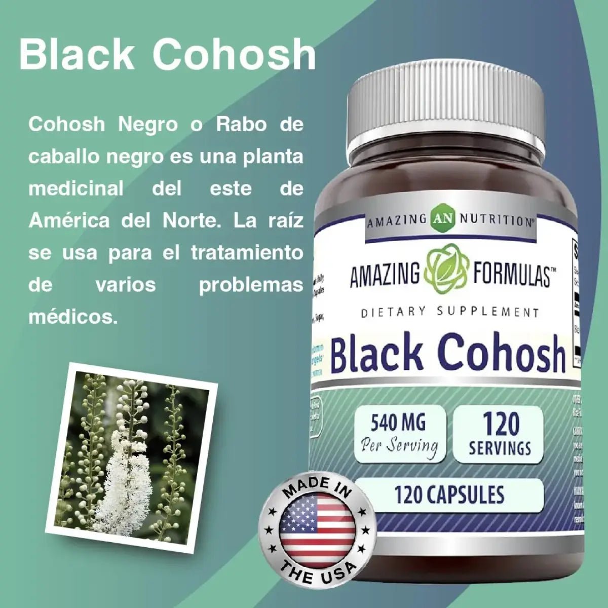 Amazing Formulas Black Cohosh 540 Mg 120 Cápsulas - Hi Vitamins
