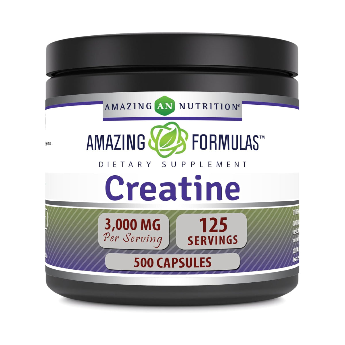 Amazing Formulas Creatina Monohidratada 3000 mg 500 Cápsulas Apoyo al Rendimiento Físico y Entrenamiento