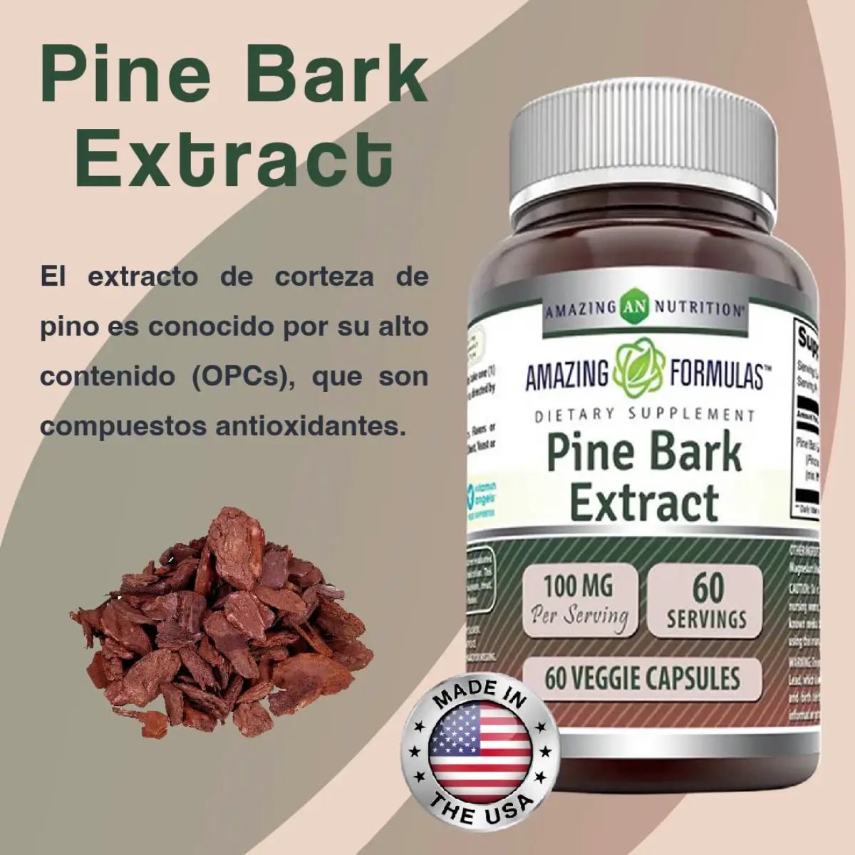 Amazing Formulas Extracto de Corteza de Pino 100 Mg 60 Cápsulas - Hi Vitamins