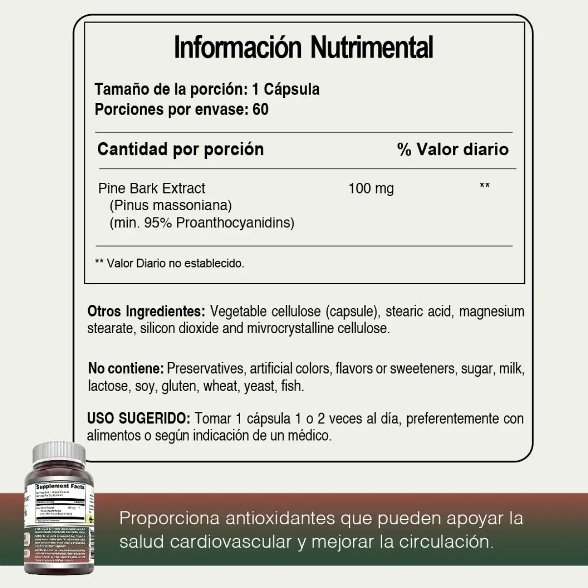 Amazing Formulas Extracto de Corteza de Pino 100 Mg 60 Cápsulas - Hi Vitamins