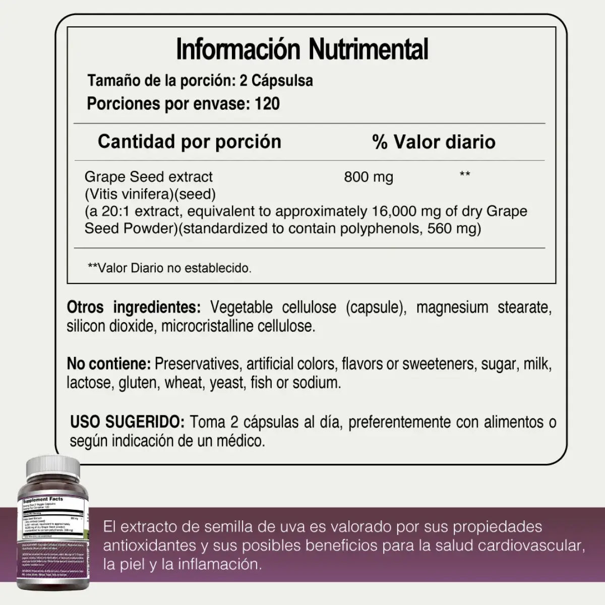 Amazing Formulas Extracto de Semilla de Uva 16000 Mg 240 Cápsulas - Hi Vitamins