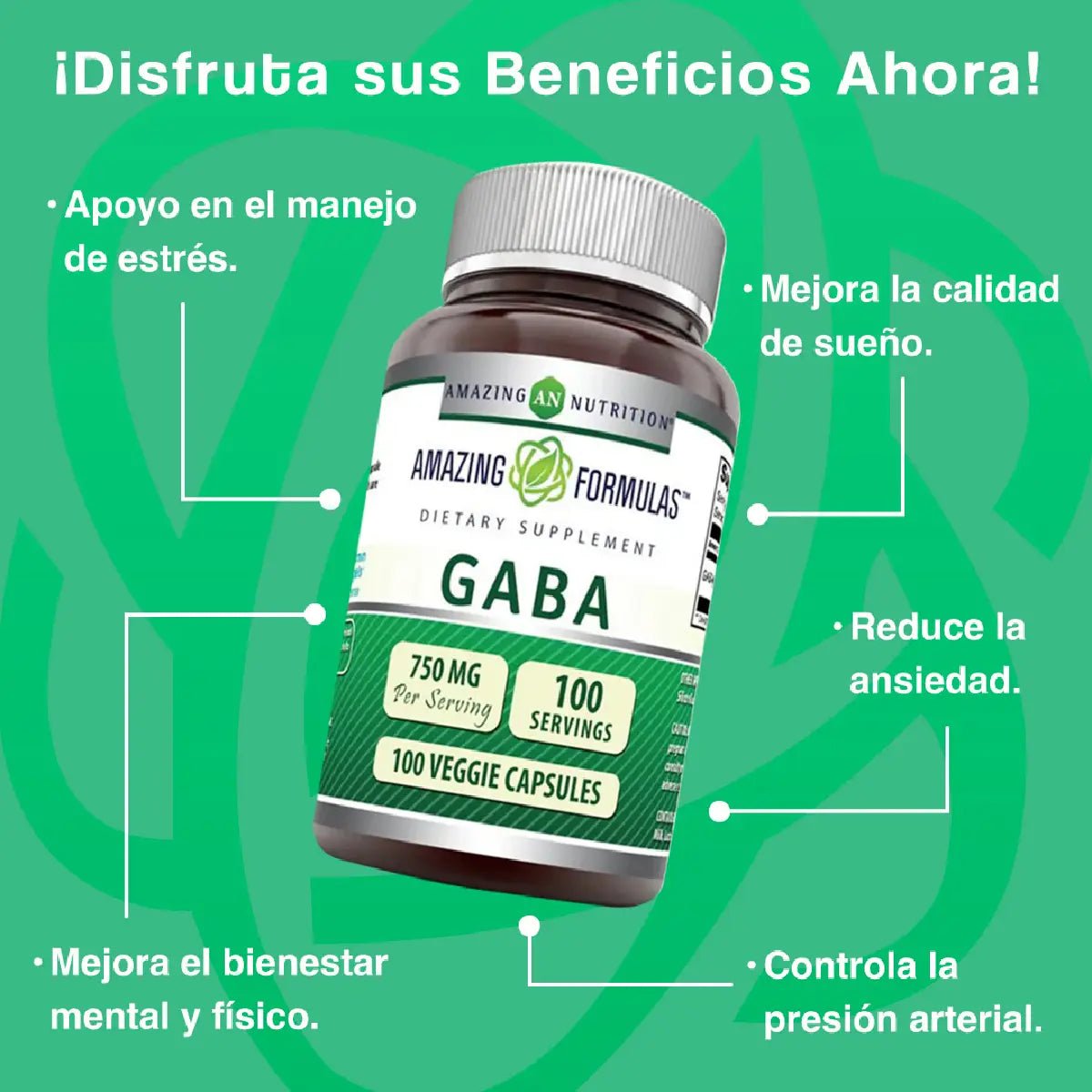 Amazing Fórmulas GABA 100 Cápsulas - Hi Vitamins