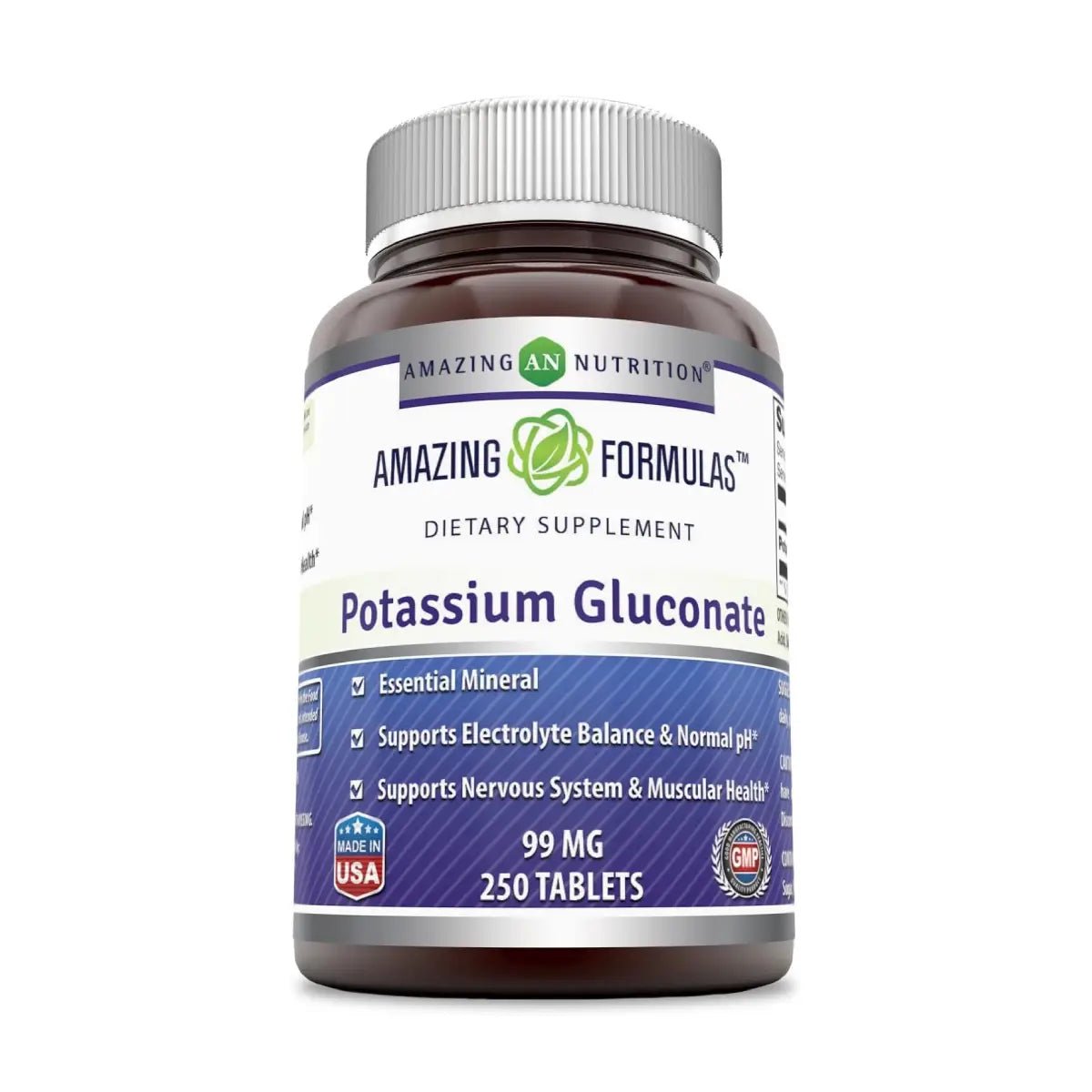 Amazing Formulas Gluconato de Potasio 99 mg 250 Tabletas - Hi Vitamins