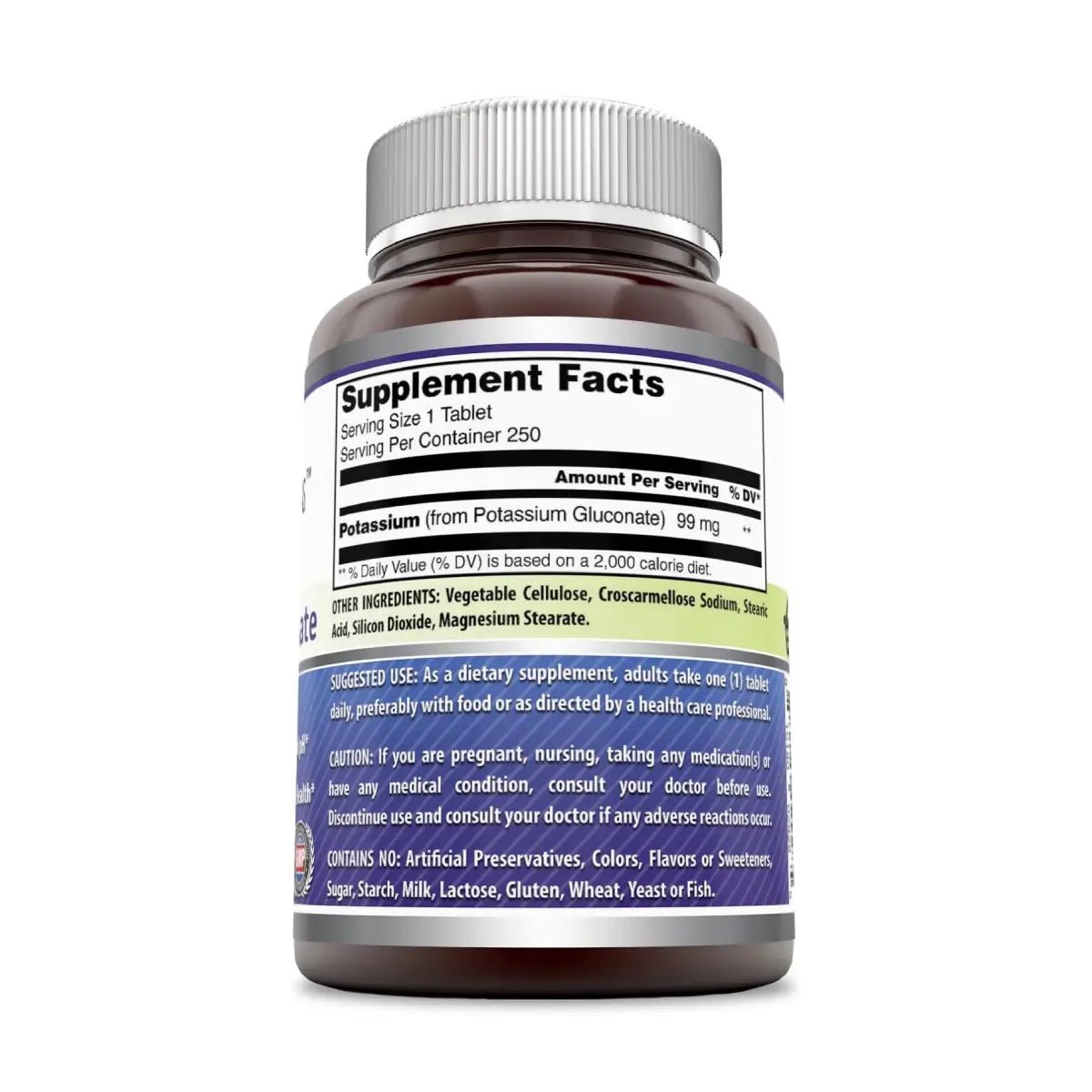 Amazing Formulas Gluconato de Potasio 99 mg 250 Tabletas - Hi Vitamins