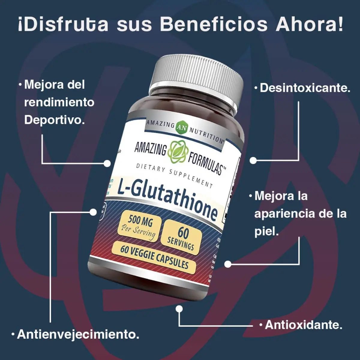 Amazing Formulas Glutathione 500 Mg 60 Cápsulas - Hi Vitamins