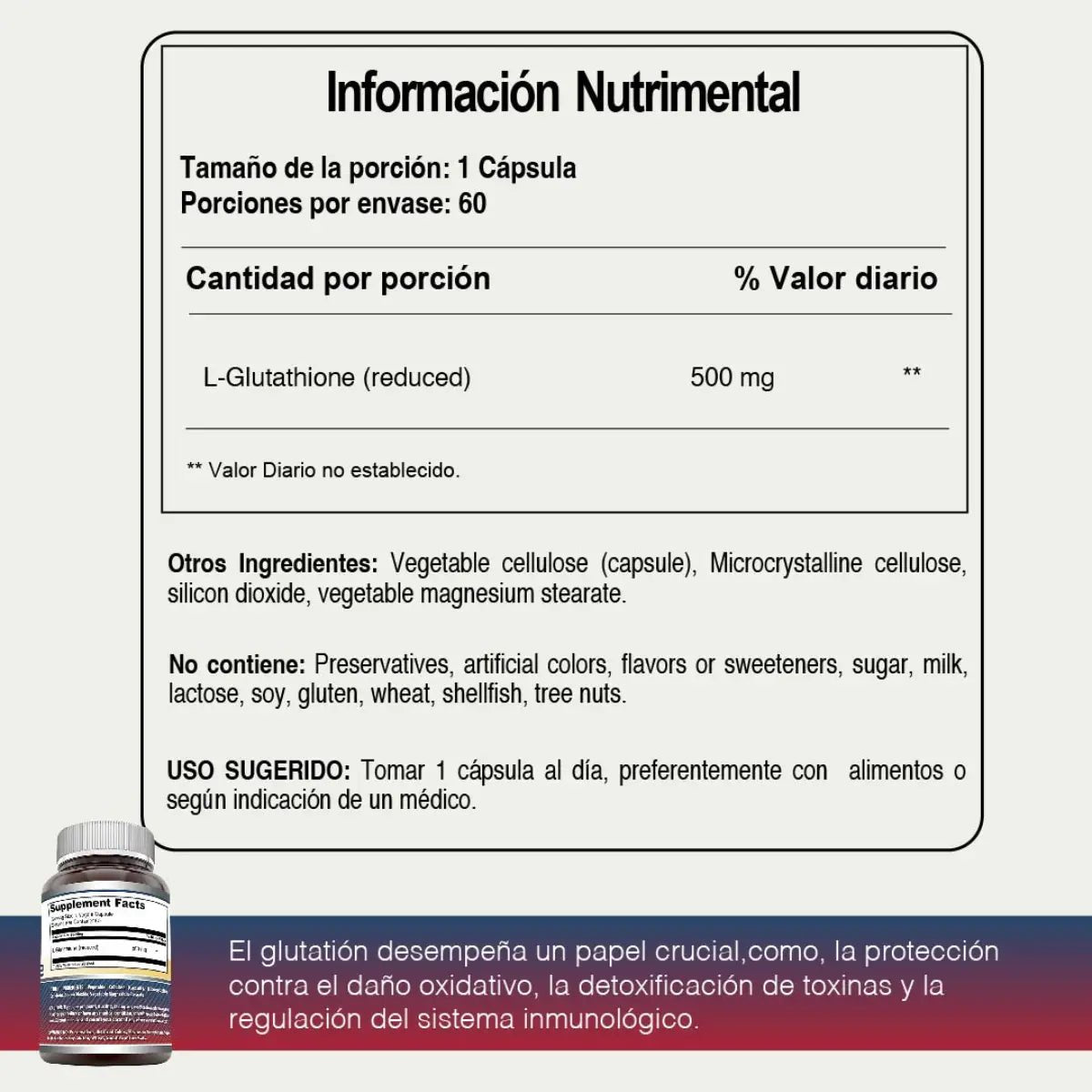 Amazing Formulas Glutathione 500 Mg 60 Cápsulas - Hi Vitamins