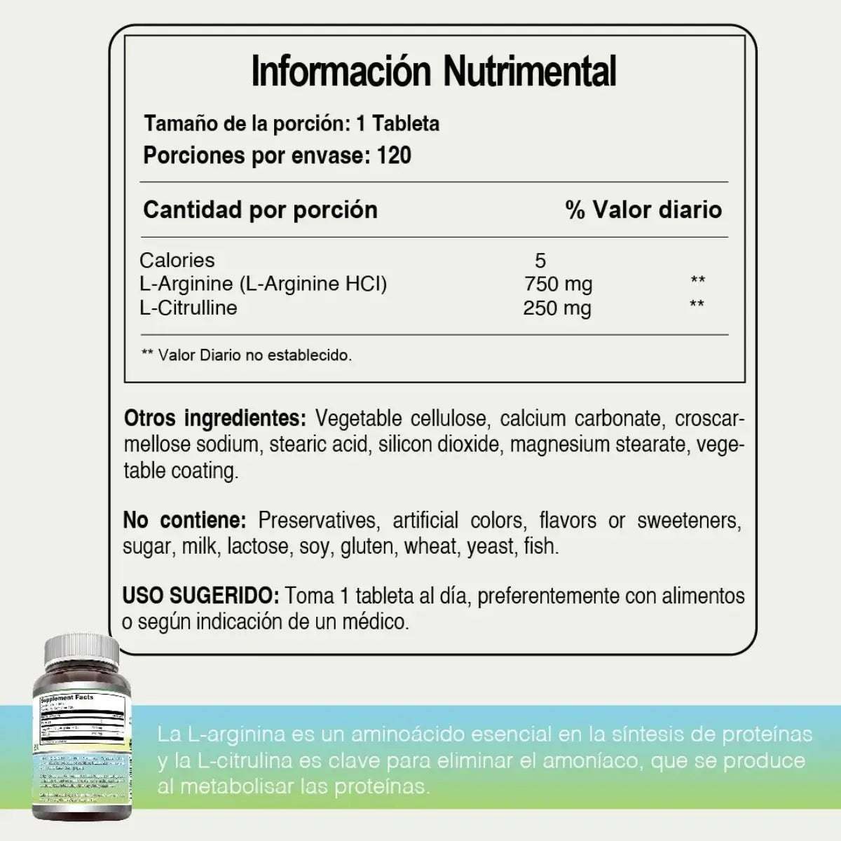 Amazing Formulas L - Argininina/L - Citrulina Complex 1000 Mg 120 Tabletas - Hi Vitamins
