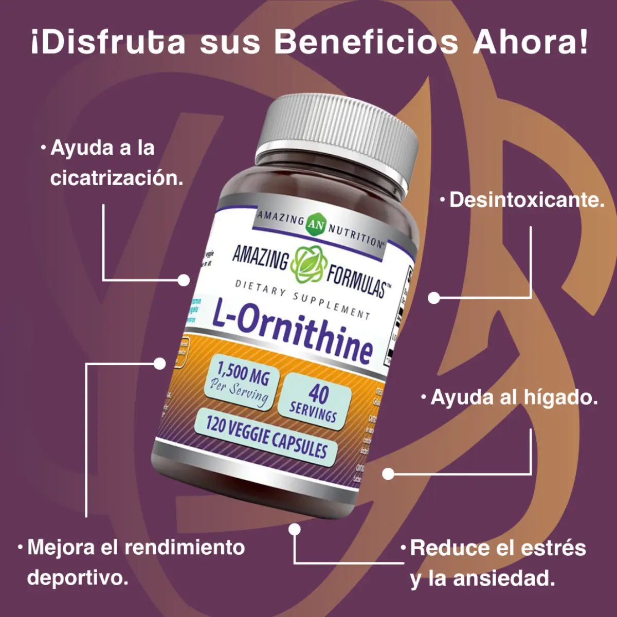 Amazing Formulas L - Ornitina 1500 Mg 120 Cápsulas - Hi Vitamins
