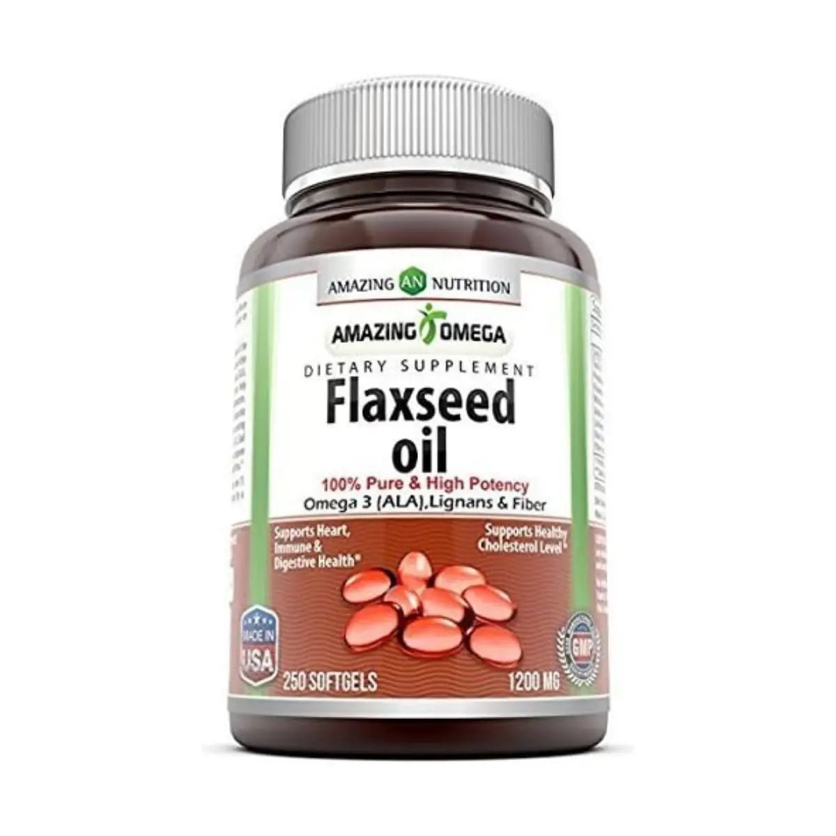 Amazing Formulas Omega Flaxseed Oil 1200 Mg - 250 Softgels - Hi Vitamins