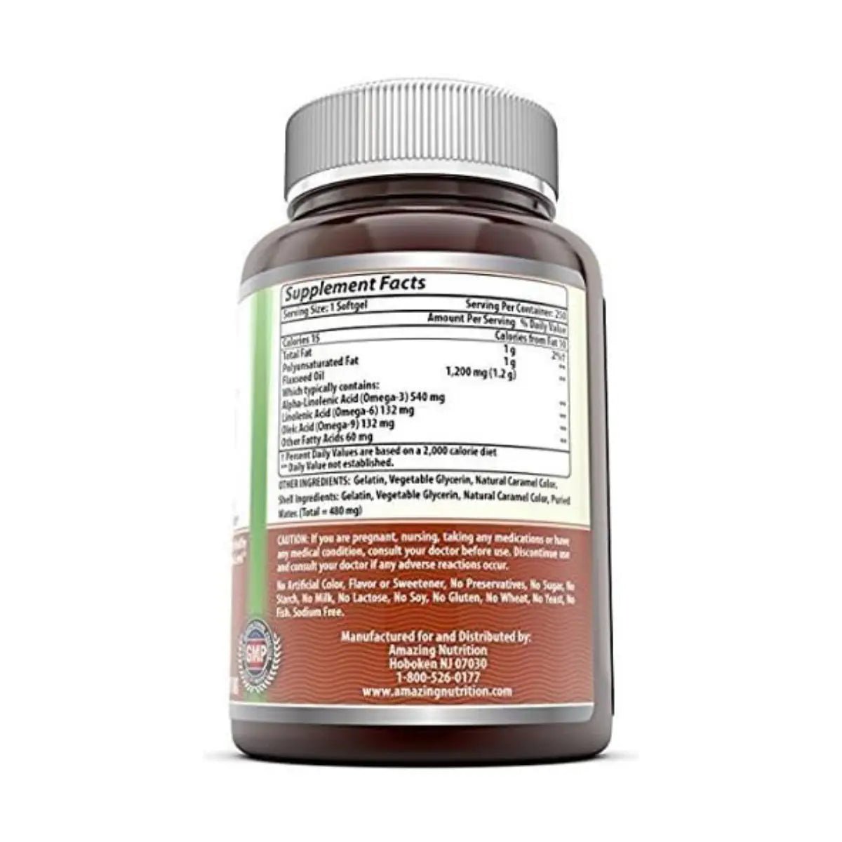 Amazing Formulas Omega Flaxseed Oil 1200 Mg - 250 Softgels - Hi Vitamins