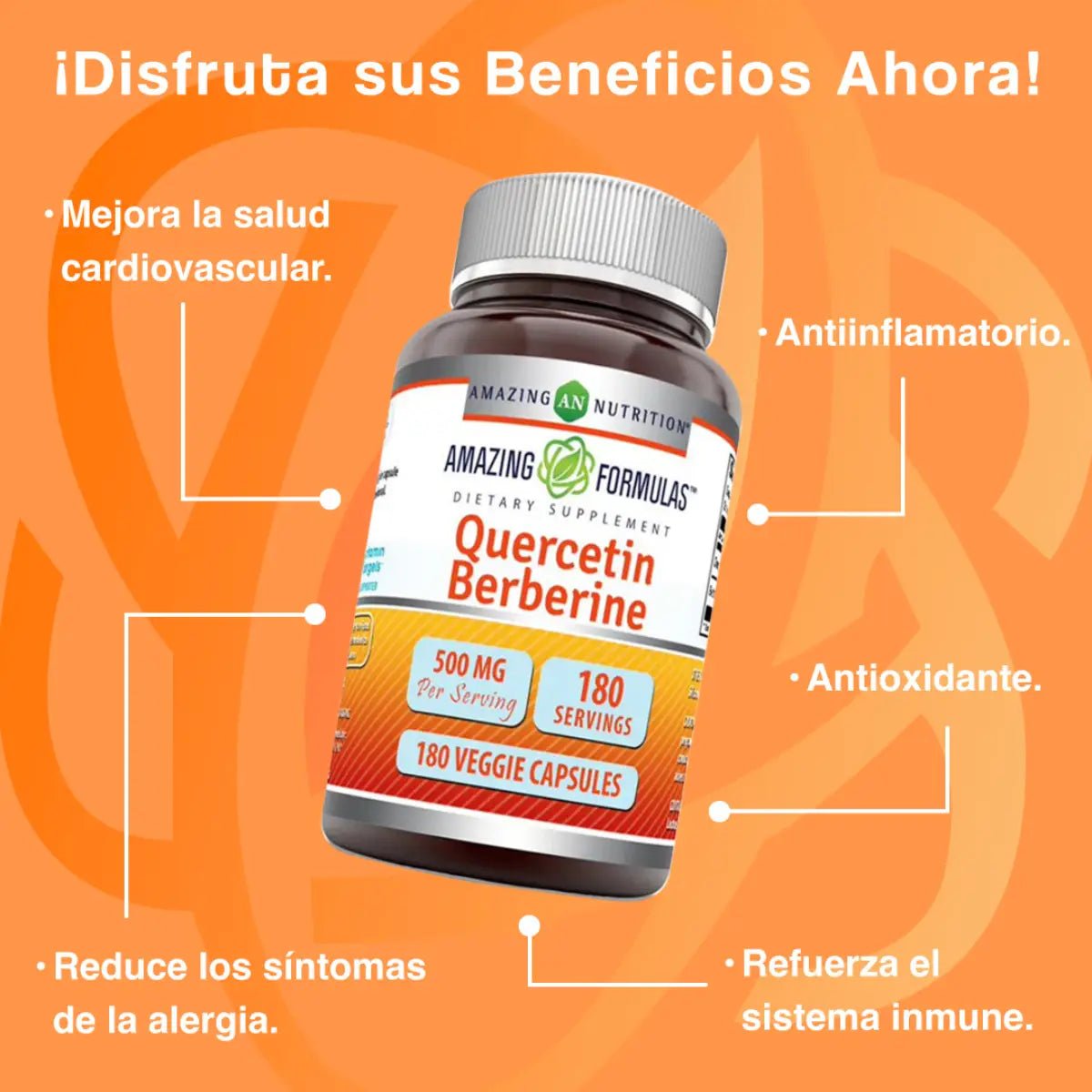Amazing Formulas Quercetina Berberina 500 Mg 180 Cápsulas - Hi Vitamins