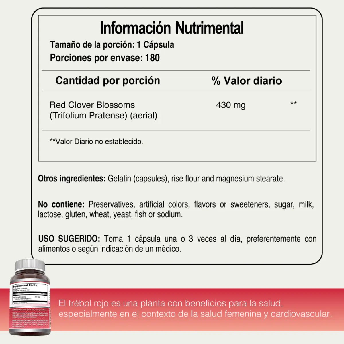Amazing Formulas Red Clover 430 Mg 180 Cápsulas - Hi Vitamins