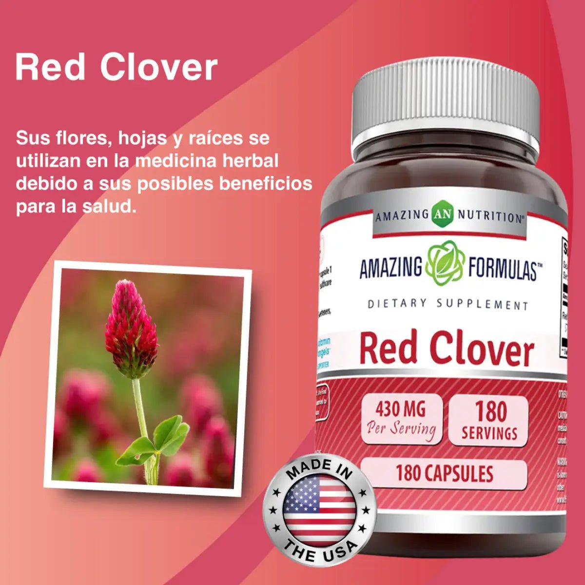 Amazing Formulas Red Clover 430 Mg 180 Cápsulas - Hi Vitamins