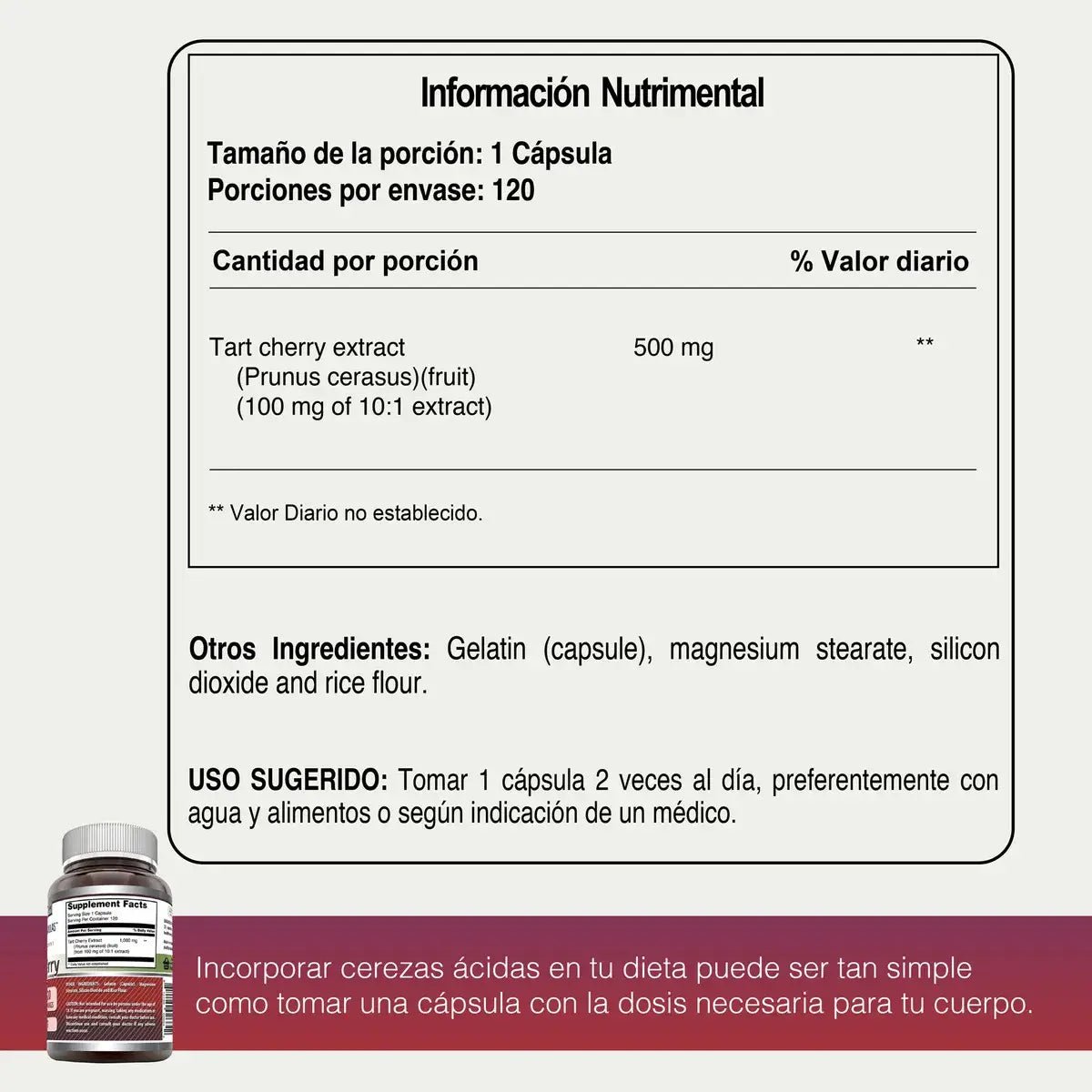 Amazing Formulas Tart Cherry 1000 Mg 120 Cápsulas - Hi Vitamins