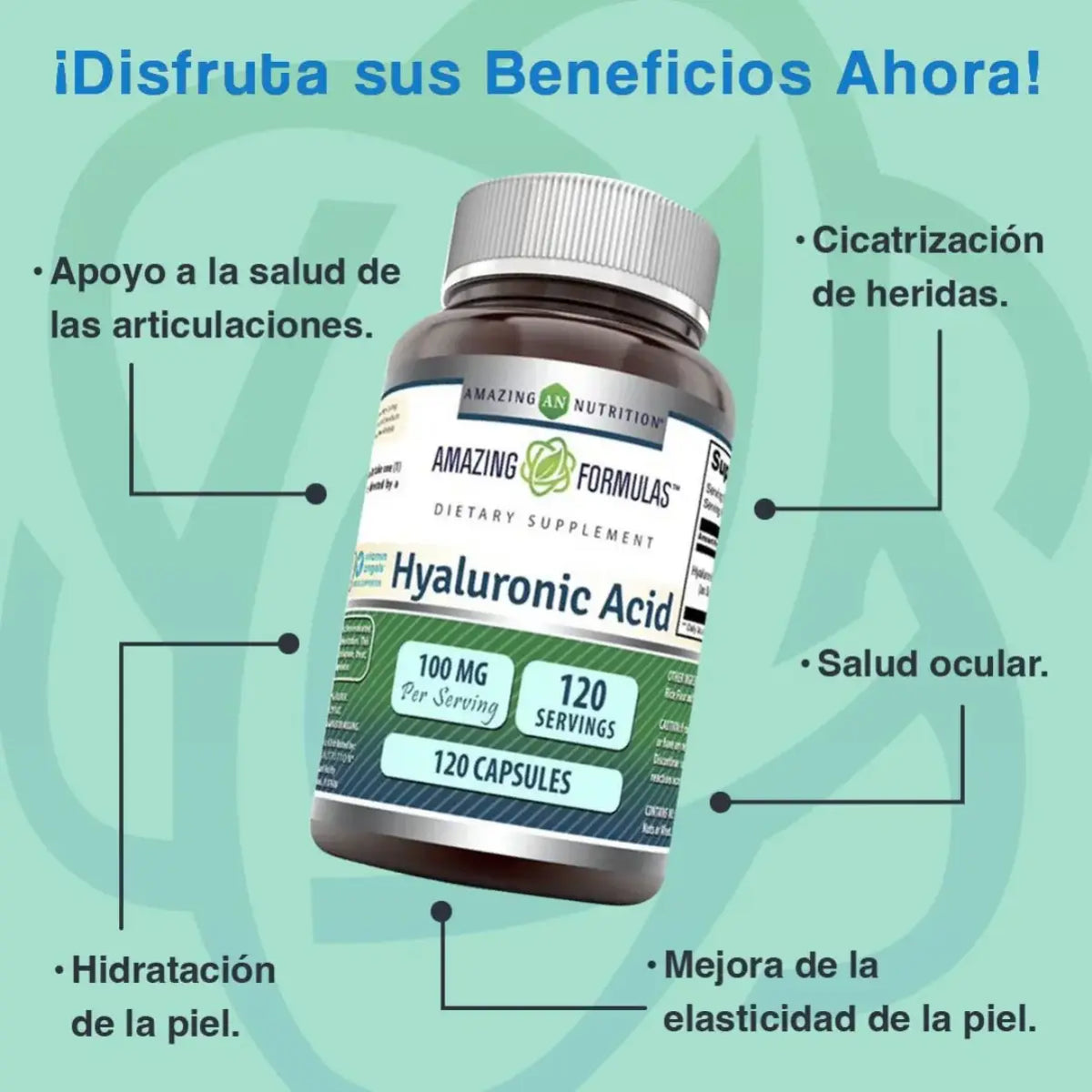 Amazing Nutrition Ácido Hialurónico 100mg 120 Cápsulas - Hi Vitamins