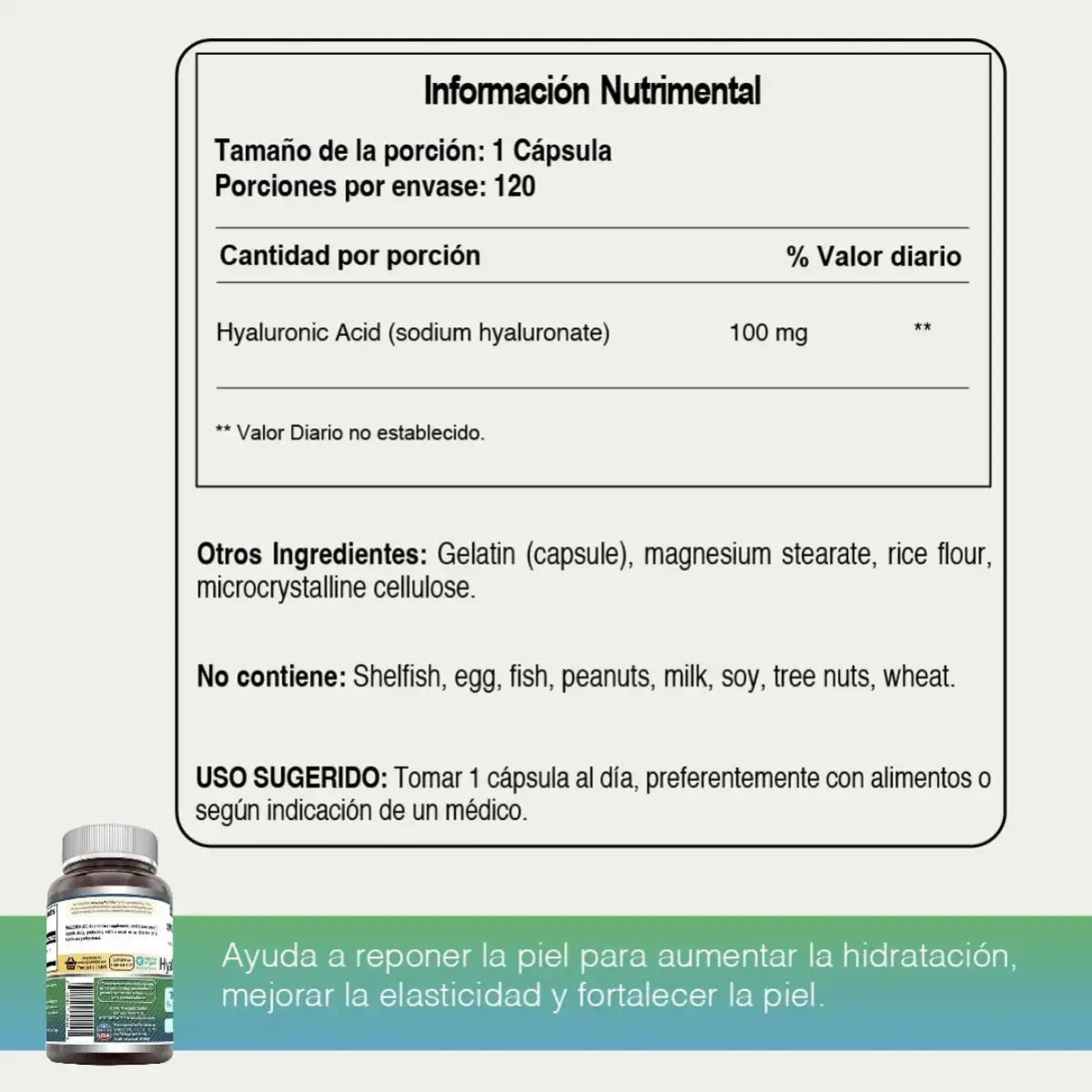 Amazing Nutrition Ácido Hialurónico 100mg 120 Cápsulas - Hi Vitamins