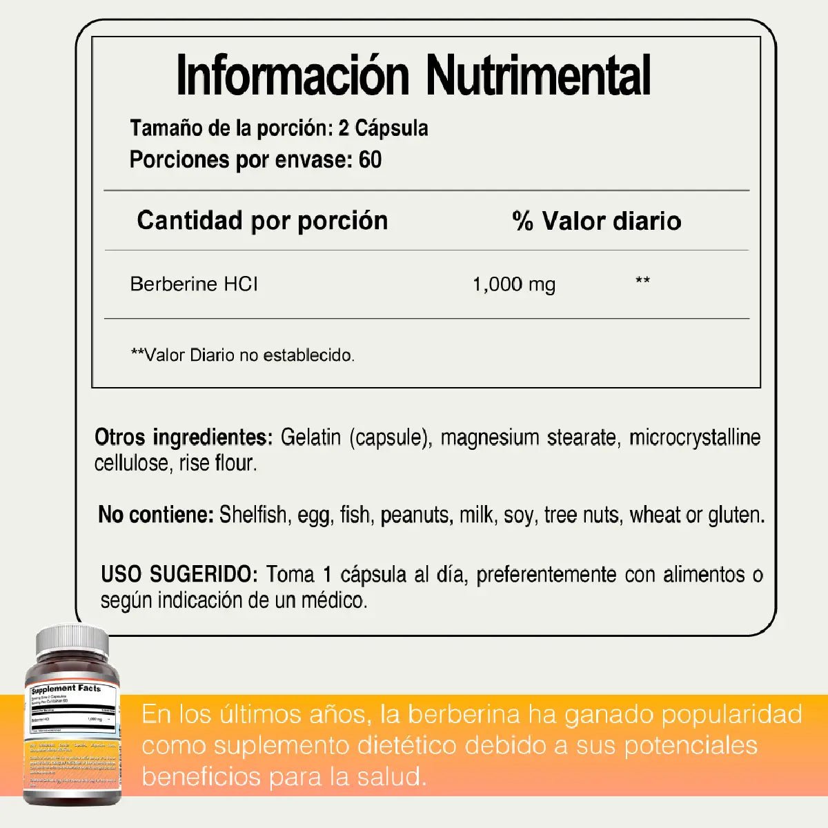 Amazing Nutrition Berberine 1000 Mg 120 Cápsulas - Hi Vitamins