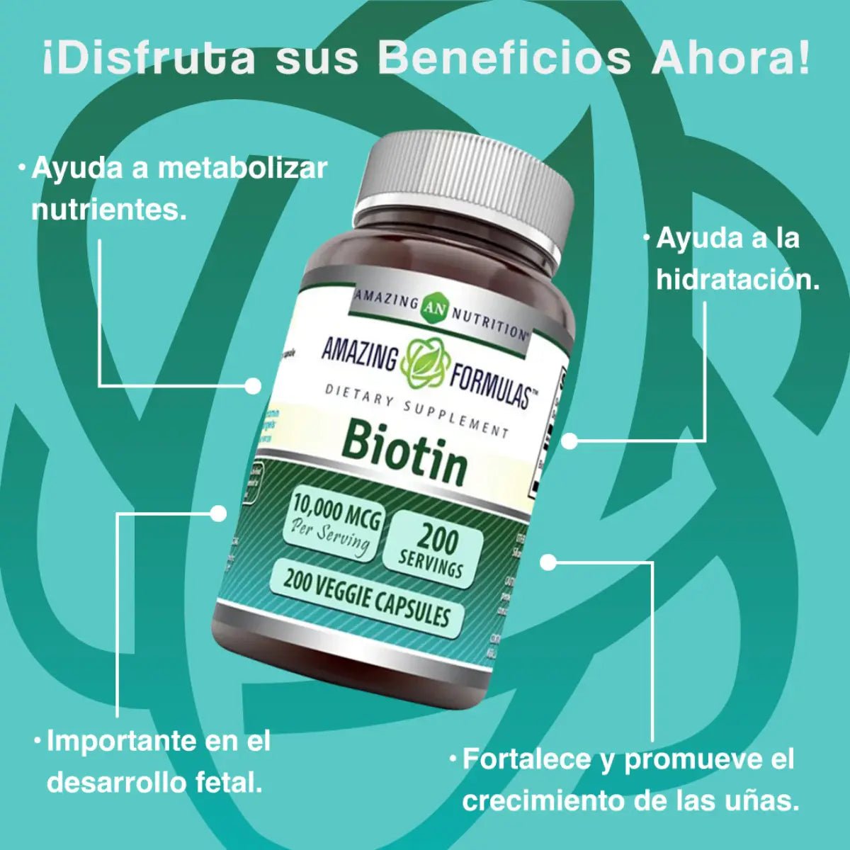 Amazing Nutrition Biotina 10,000 Mcg 200 Cápsulas - Hi Vitamins