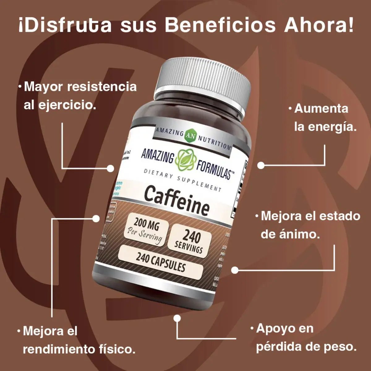 Amazing Nutrition Caffeine 200 Mg 240 Cápsulas - Hi Vitamins