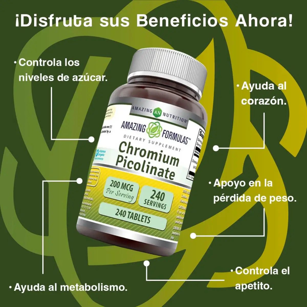 Amazing Nutrition Chromium Picolinate 200 Mcg 240 Tabletas - Hi Vitamins