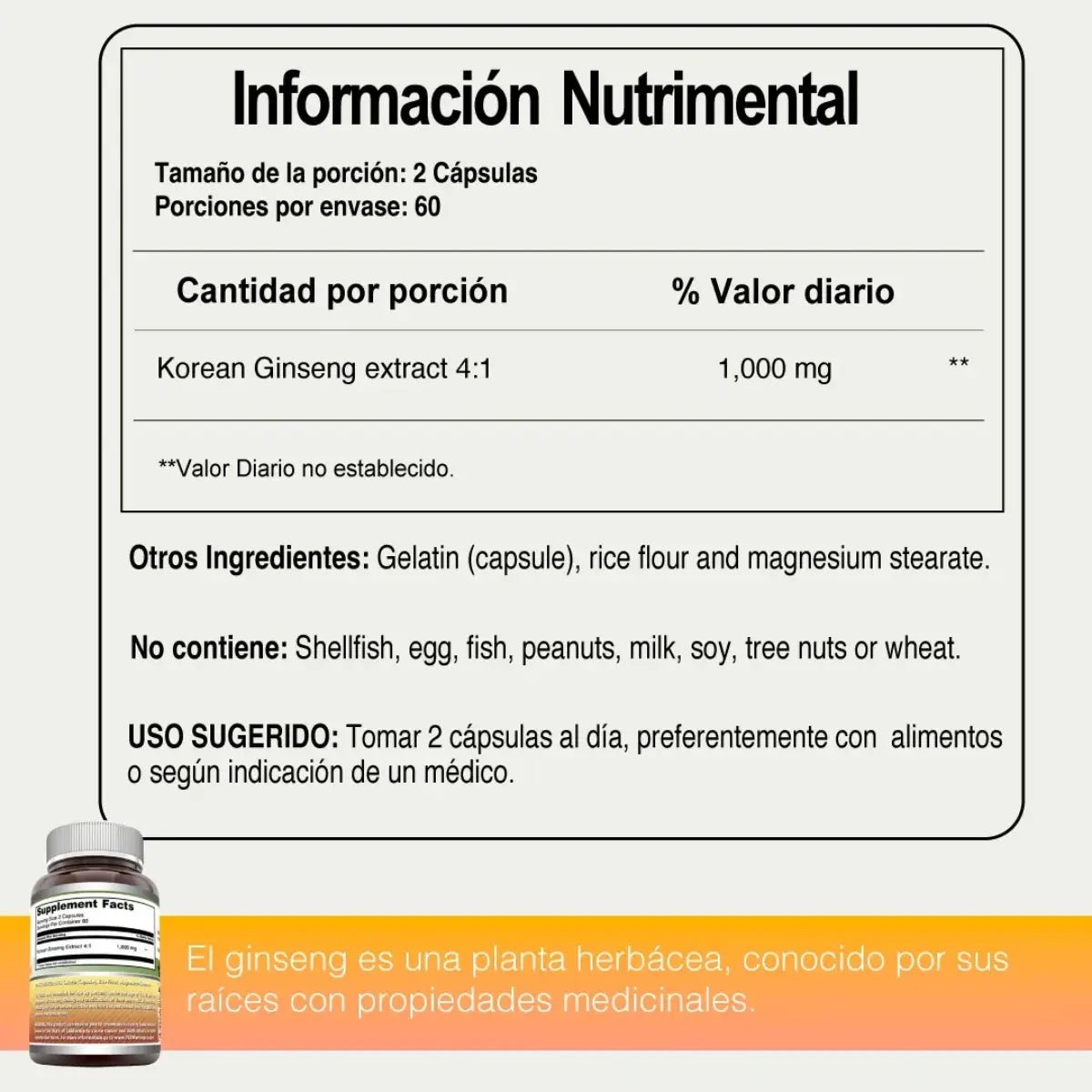 Amazing Nutrition Ginseng Complex 1000mg 120 Cápsulas - Hi Vitamins