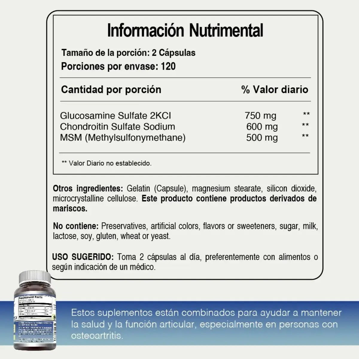 Amazing Nutrition Glucosamina Condroitina MSM 240 Cápsulas - Hi Vitamins