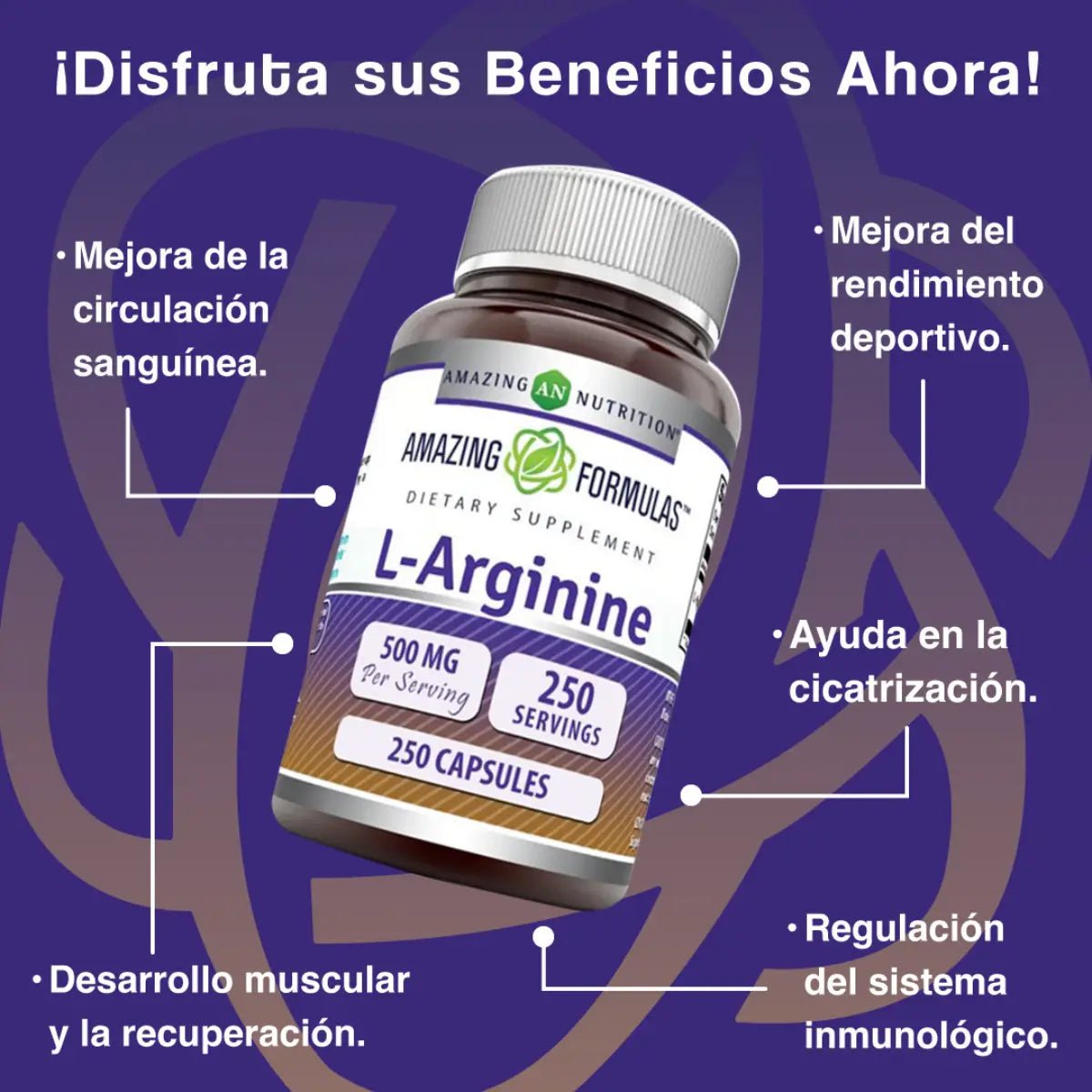 Amazing Nutrition L - Arginina 500 Mg 250 Cápsulas - Hi Vitamins