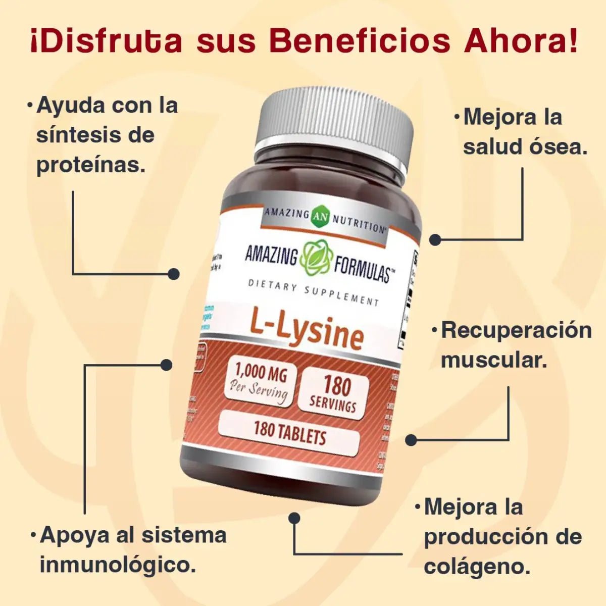 Amazing Nutrition L - Lysine 1000 Mg 180 Tabletas - Hi Vitamins