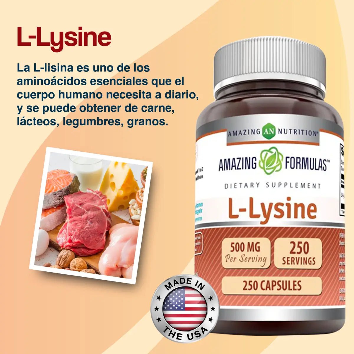 Amazing Nutrition L - Lysine 500 Mg 180 Tabletas - Hi Vitamins
