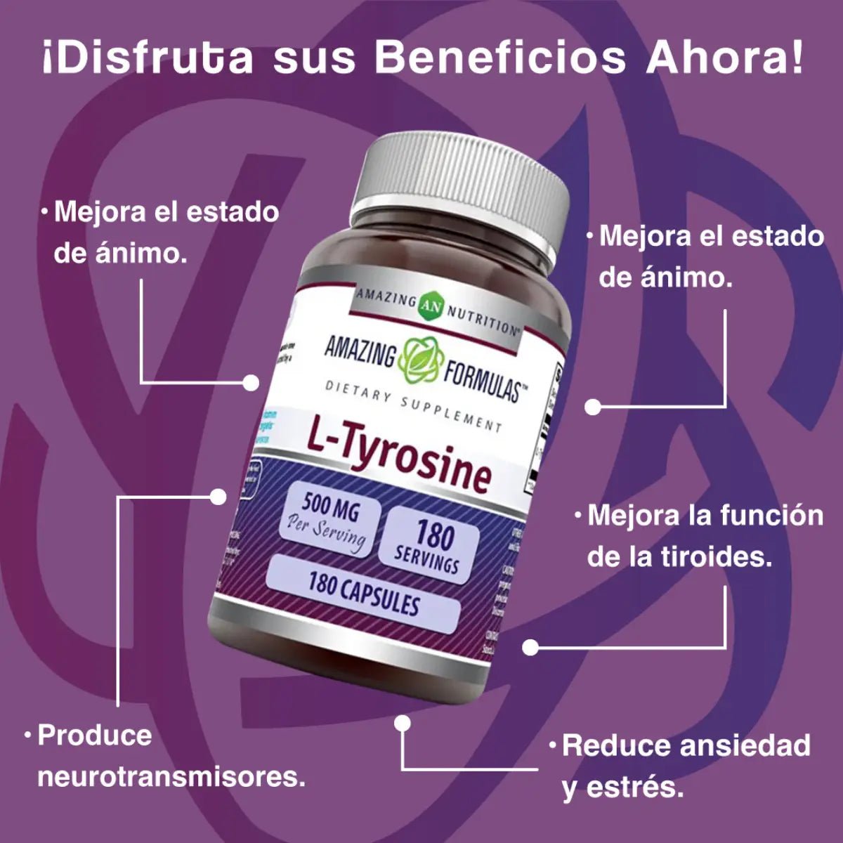 Amazing Nutrition L - Tyrosine 500mg 180 Cápsulas - Hi Vitamins