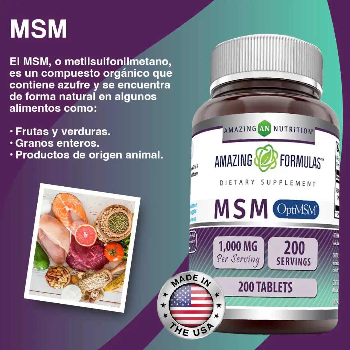 Amazing Nutrition MSM 1000 Mg 200 Tabletas - Hi Vitamins