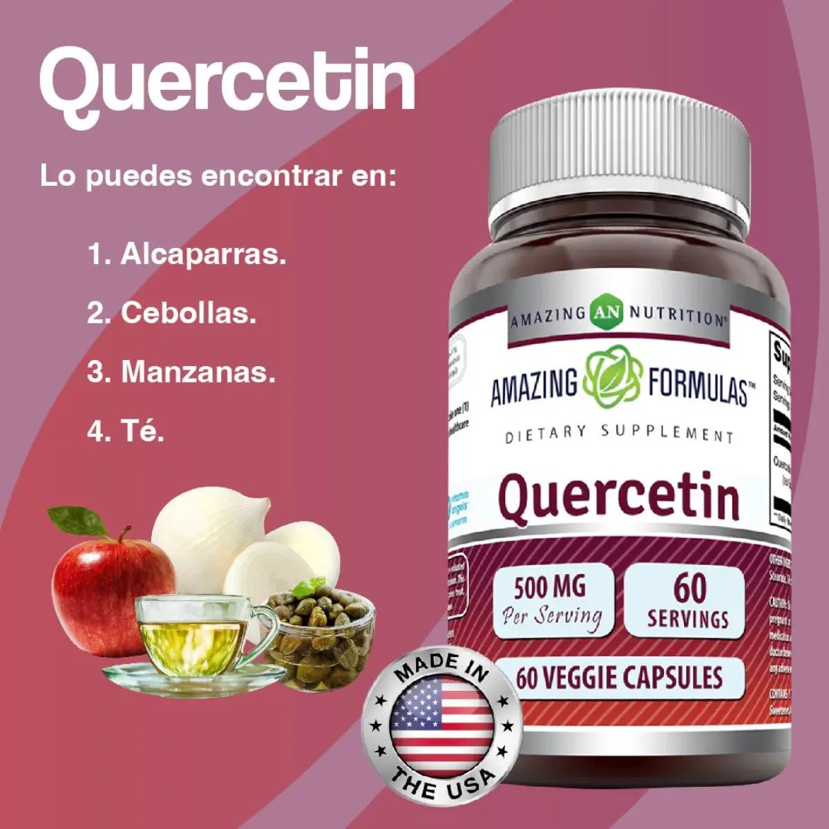 Amazing Nutrition Quercetin 500 Mg 60 Cápsulas - Hi Vitamins