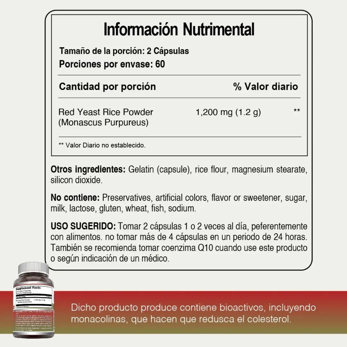 Amazing Nutrition Red Yeast Rice 1200mg 120 Cápsulas - Hi Vitamins