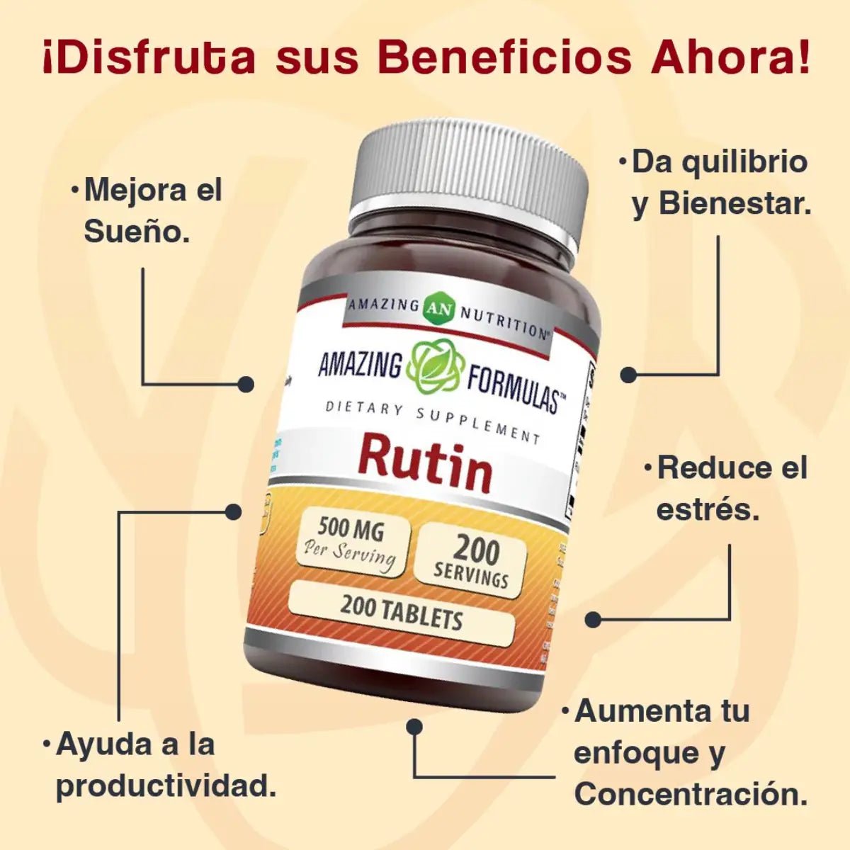 Amazing Nutrition Rutin 500 Mg 200 Tabletas - Hi Vitamins