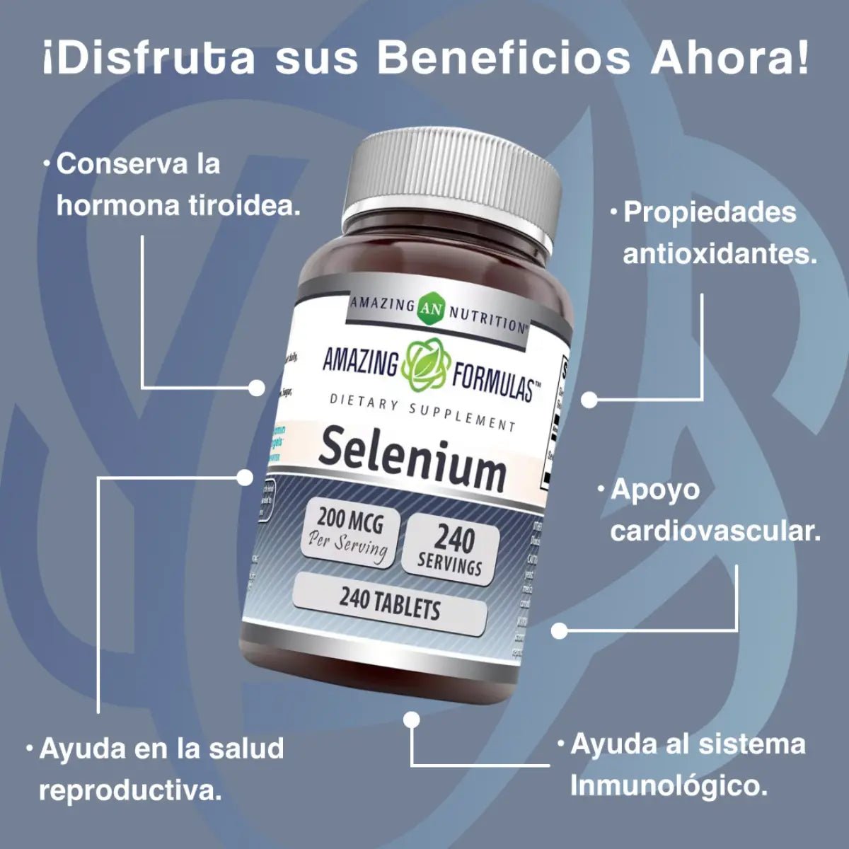 Beneficios - Amazing Nutrition Selenio 240 Tabletas - Hi Vitamins. Envíos a todo México.
