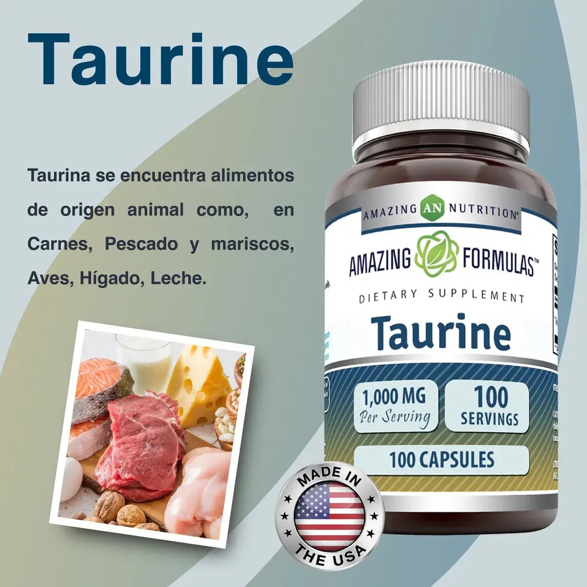 Amazing Nutrition Taurina 1000 Mg 100 Cápsulas - Hi Vitamins