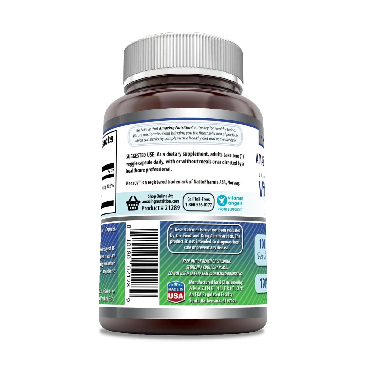 Amazing Nutrition Vitamina K2 Salud Ósea, Cardio 120 cápsulas - Hi Vitamins