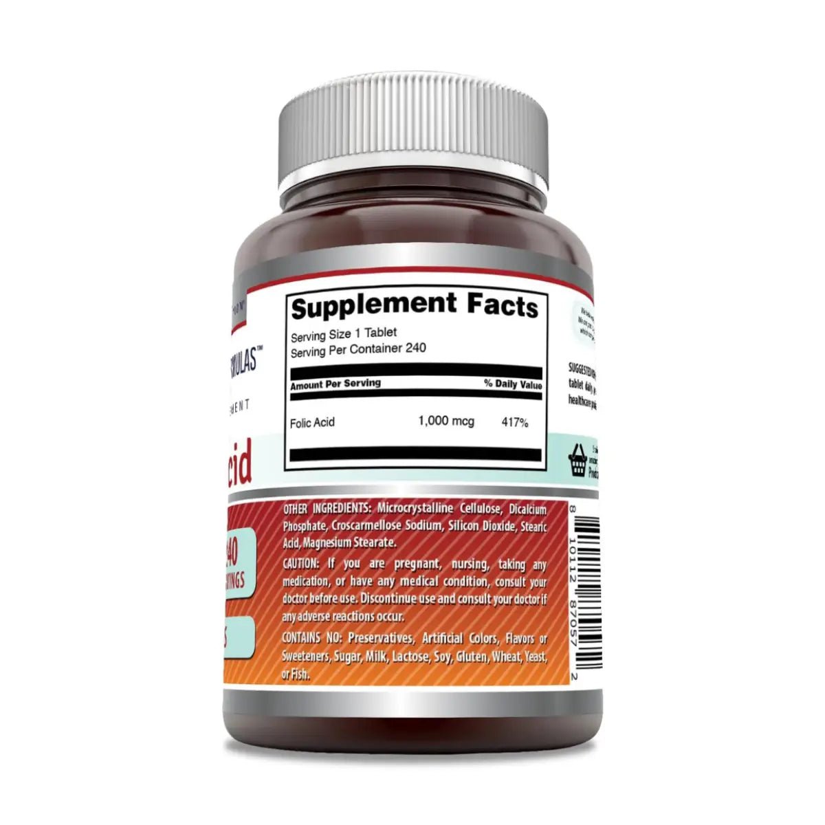 Amazing Nutrition® Ácido Fólico 1,000 Mcg 240 Tabletas - Hi Vitamins