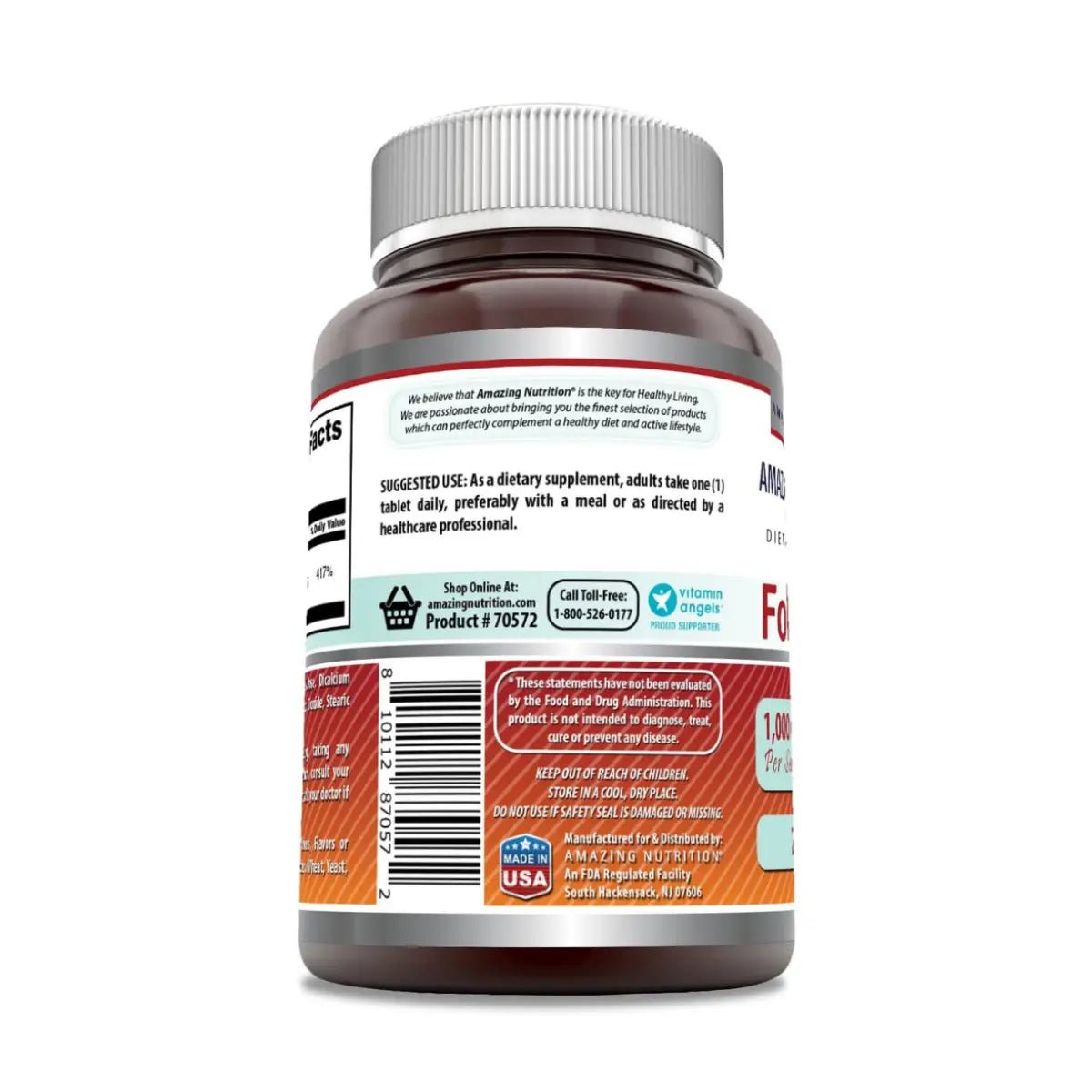 Amazing Nutrition® Ácido Fólico 1,000 Mcg 240 Tabletas - Hi Vitamins