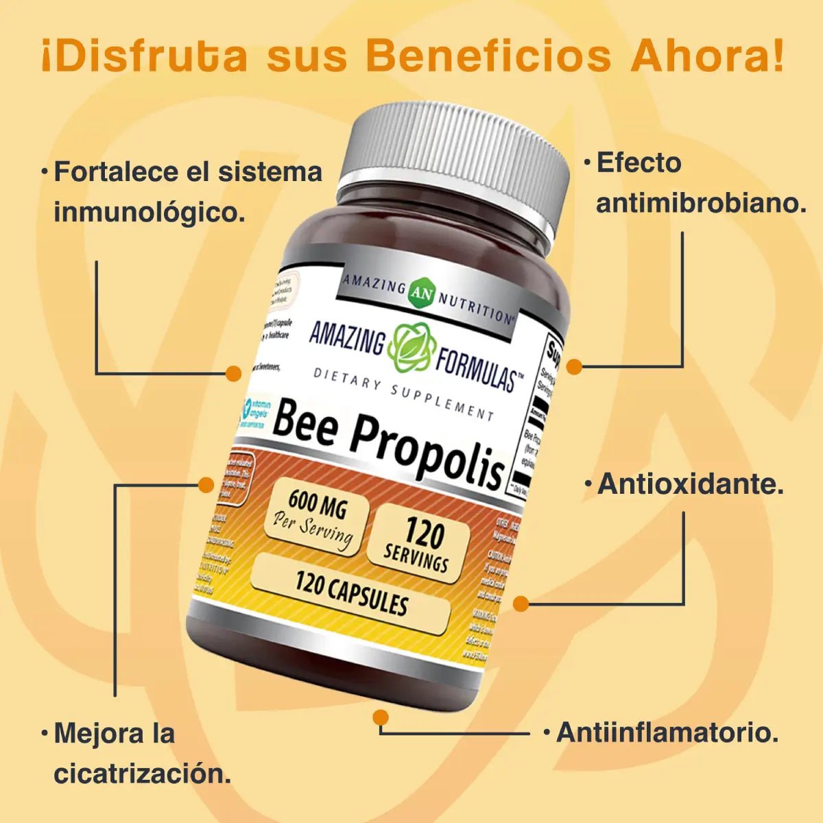 Amazing Nutrition® Bee Propolis 600mg 120 Cápsulas - Hi Vitamins