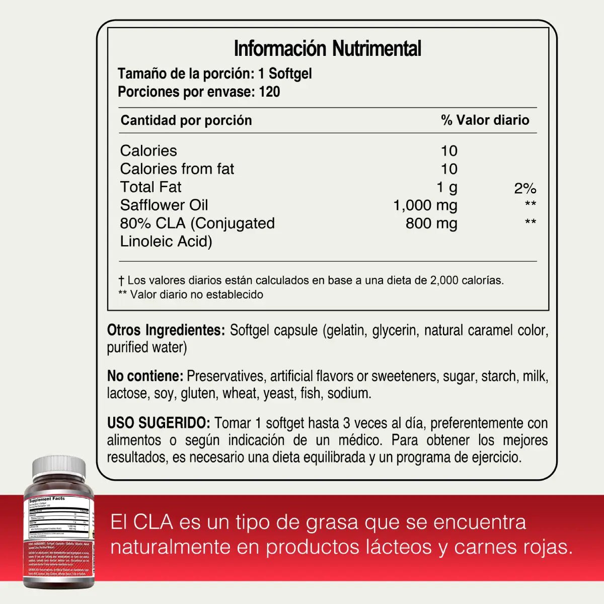 Amazing Nutrition® CLA (Ácido Linoleico Conjugado) 1,000mg 120 Softgels - Hi Vitamins