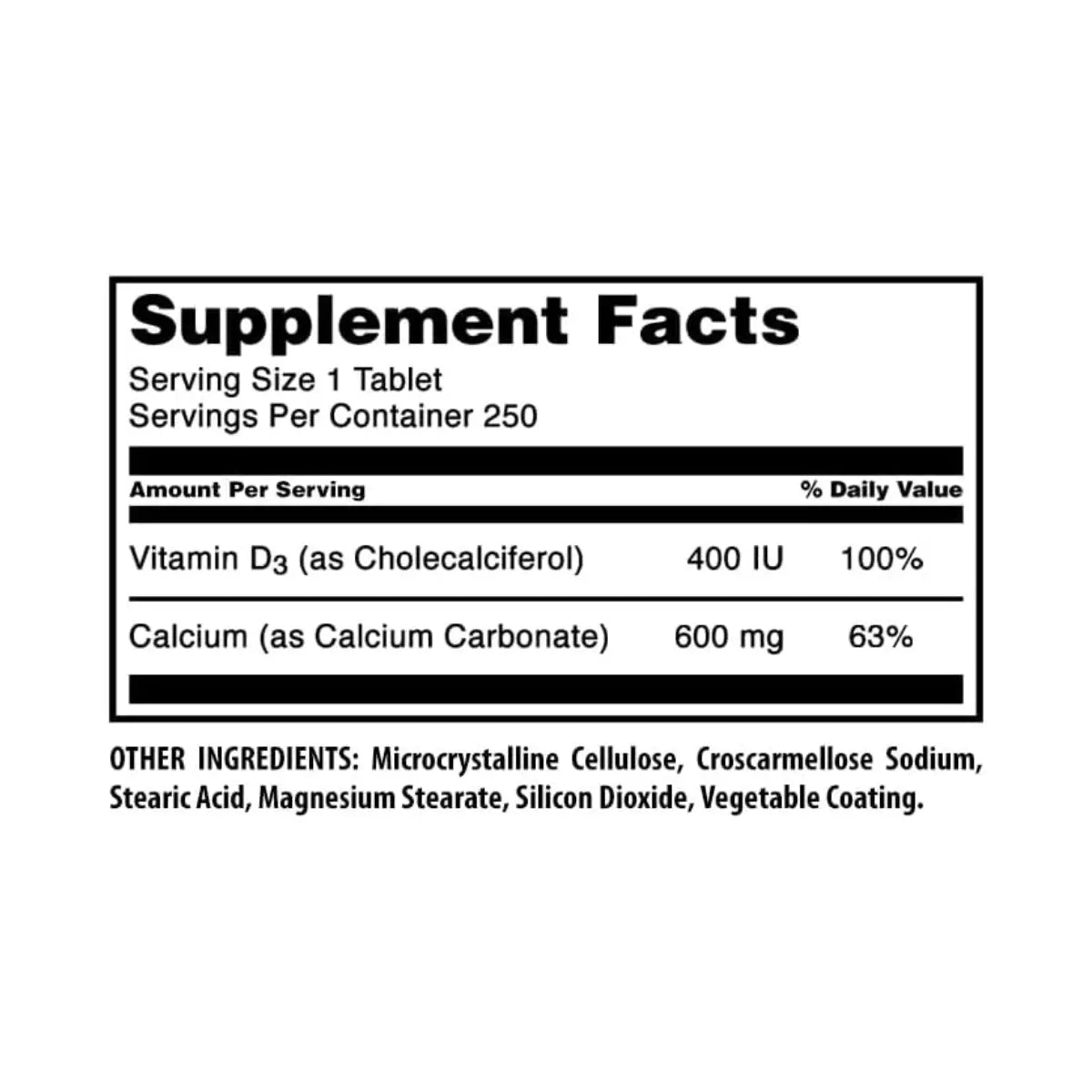 Amazing Nutrition® Calcio con Vitamina D3 250 Tabletas - Hi Vitamins