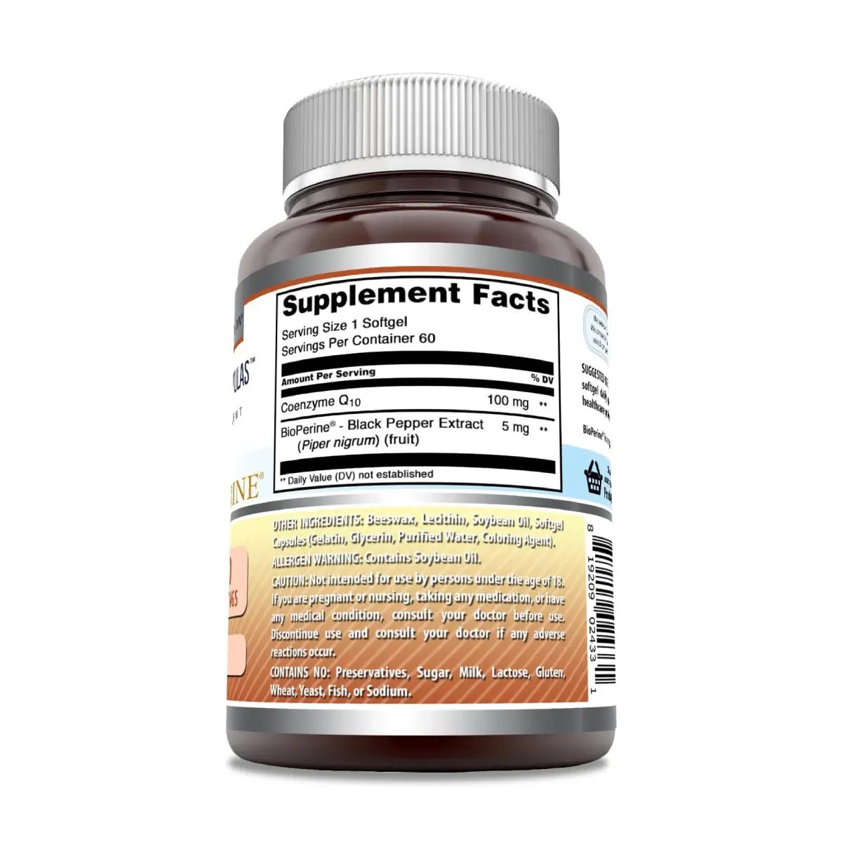 Amazing Nutrition® CoQ10 100mg + Bioperine 5mg 60 Softgels - Hi Vitamins