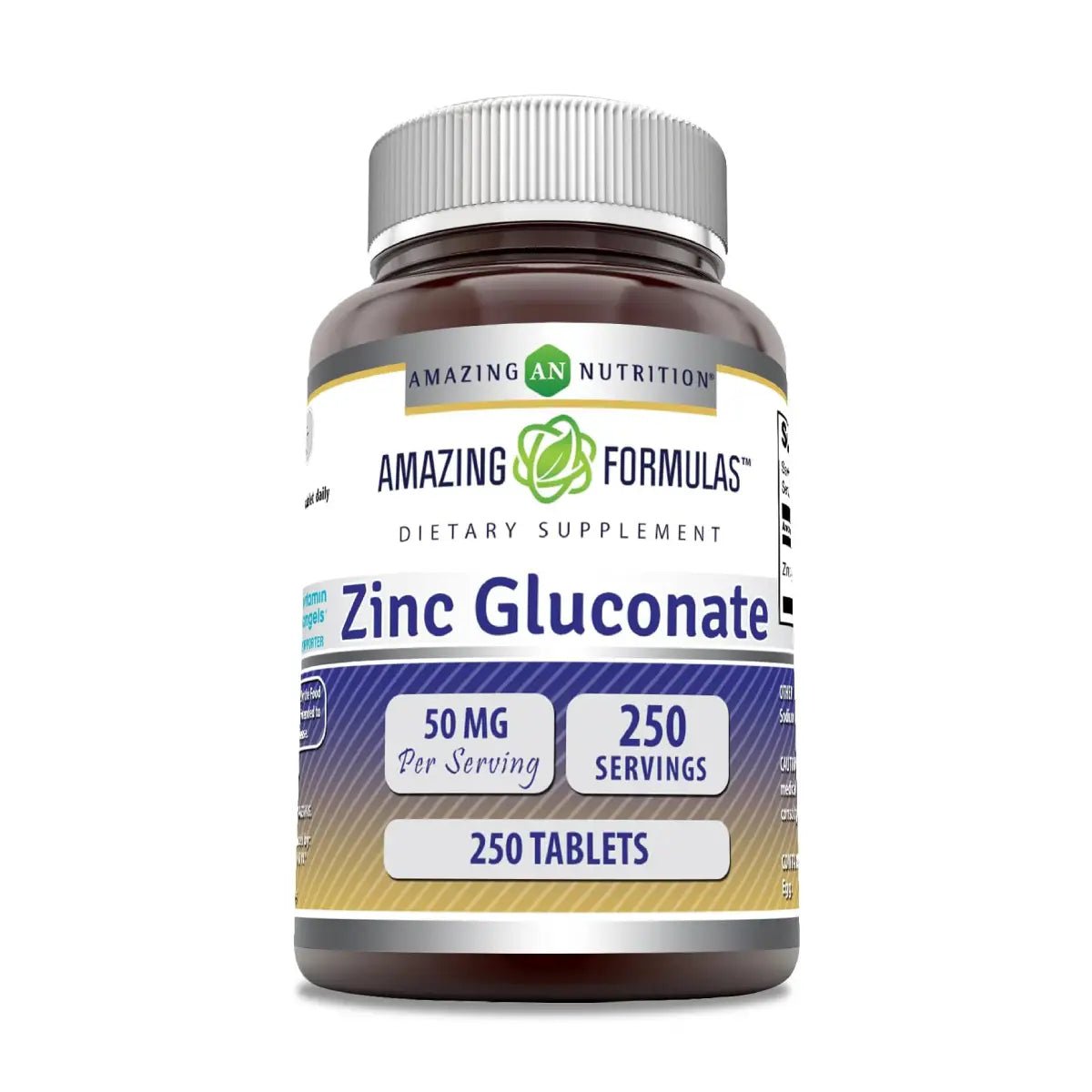 Amazing Nutrition® Gluconato de Zinc 50 Mg 250 Tabletas - Hi Vitamins