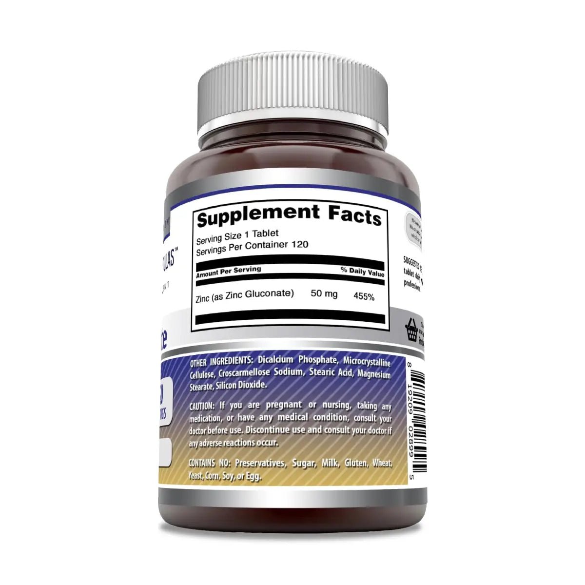 Amazing Nutrition® Gluconato de Zinc 50 Mg 250 Tabletas - Hi Vitamins