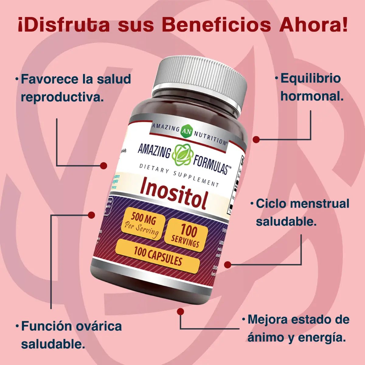 Amazing Nutrition® Inositol 500 Mg 100 Cápsulas - Hi Vitamins