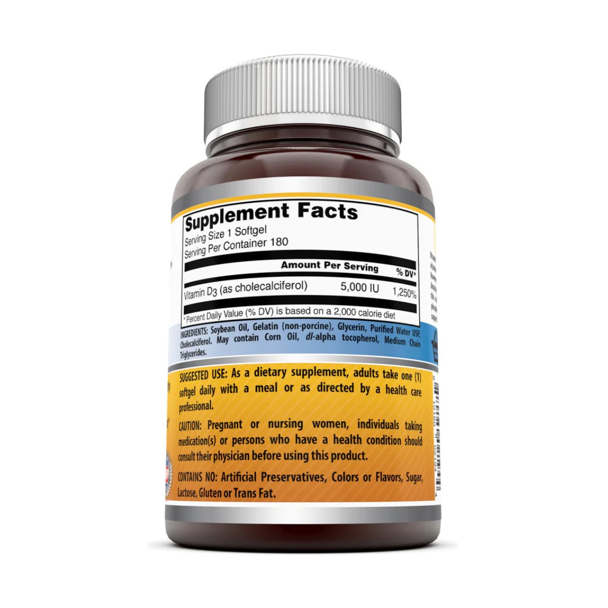 Amazing Nutrition® Vitamina D3 5,000 IU 180 Softgels - Hi Vitamins