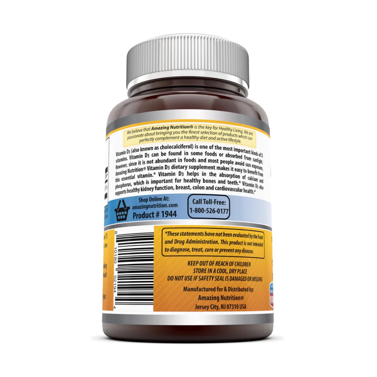 Amazing Nutrition® Vitamina D3 5,000 IU 180 Softgels - Hi Vitamins