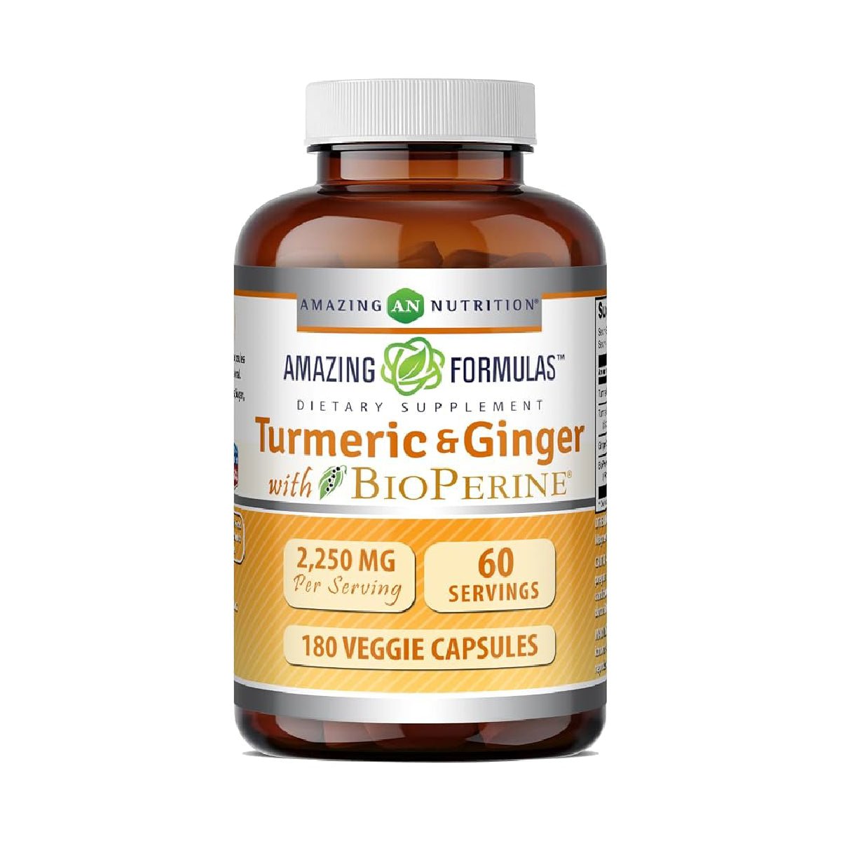 Amazing Fórmulas® Cúrcuma y Jengibre con Bioperina 2,250mg 180 Cápsulas - Hi Vitamins